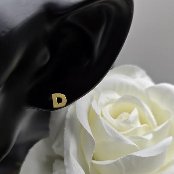 DAINTY INITIAL GOLDEN STERLING SILVER STUDS - Picture 8 of 16